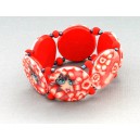 Bracelet perles plates Coraline visage corail 