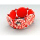 Bracelet perles plates Coraline visage corail 