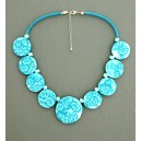 collier perles plates  transparent turquoise