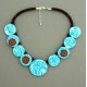 collier perles plates  transparent turquoise