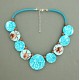 collier perles plates  transparent turquoise