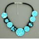 collier perles plates  transparent turquoise