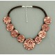 collier perles plates  transparent marron