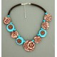 collier perles plates  transparent marron