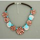 collier perles plates  transparent marron