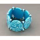 bracelet perles plates  transparent turquoise