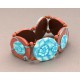 bracelet perles plates  fond marron moyen & pm turquoise