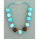 collier perles boules  transparent turquoise