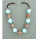 collier perles boules  transparent marron