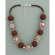 collier perles boules  transparent marron