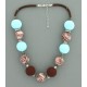 collier perles boules  transparent marron