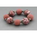 bracelet perles boules  transparent marron