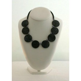 Collier perles structurées Astrid - veinage argent Collier perles structurées Astrid - veinage argent