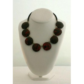 Collier perles structurées Astrid - veinage rouge