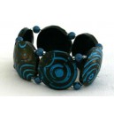 Bracelet perles structurées Astrid - veinage bleu