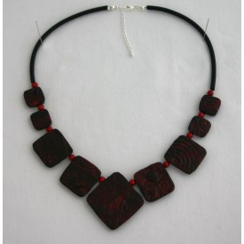 Collier perles structurés Ingrid rouge