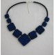 Collier perles structurés Ingrid bleu