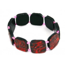 bracelet perles structurés Ingrid rouge bracelet perles structurés Ingrid rouge