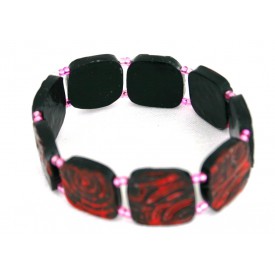 bracelet perles structurés Ingrid rouge