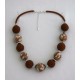 Collier perles boules Brune jeu de transparence, fleur brune