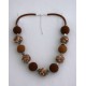 Collier perles boules Brune jeu de transparence, fleur brune