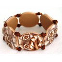 Bracelet perles plates Brune jeu de transparence, fleurs brune