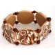 Bracelet perles plates Brune jeu de transparence, fleurs brune