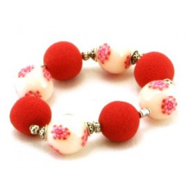 Bracelet perles boules Rozenn - sur fond porcelaine