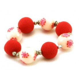 Bracelet perles boules Rozenn - sur fond porcelaine Bracelet perles boules Rozenn - sur fond porcelaine