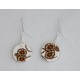 Boucles d'oreille Brune fond blanc fleur brune grand modèle