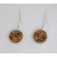 Boucles d'oreille Brune fond beige fleur brune grand modèle