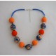 Collier perles boules Maïlys jeu de transparence, fleur orange