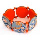 bracelet perles plates Maïlys fond gris fleur orange