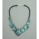 Collier perles structurés Ingrid vert eau plein 9 perles