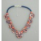 Collier perles plates Coraline transparent corail & bleu 