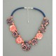 Collier perles plates Coraline transparent corail & bleu 