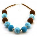 Collier perles boules Bleuenn - jeu de transparence