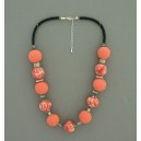 Collier perles boules Coraline transparent corail